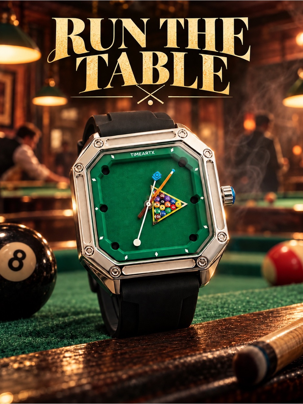 Billiards Pool Table Watch Green 8 Ball Watch